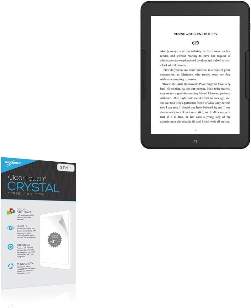 BoxWave Screen Protector Compatible with Barnes & Noble Nook GlowLight 4 Plus - ClearTouch Crystal (2-Pack), HD Film Skin - Shields from Scratches - Image 1